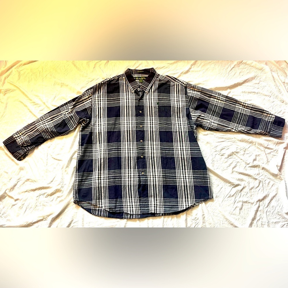 Knights of Round Table Men's Dark Gray and White Plaid Shirt Size 3XL